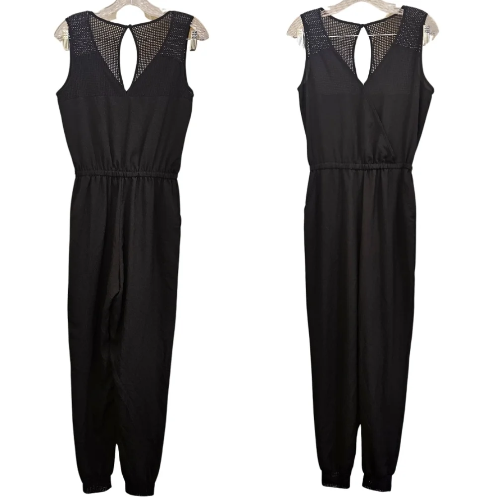 Bisou Bisou Michele Bohbot Black Jogger Jumpsuit Size XS Mesh AJ-1987